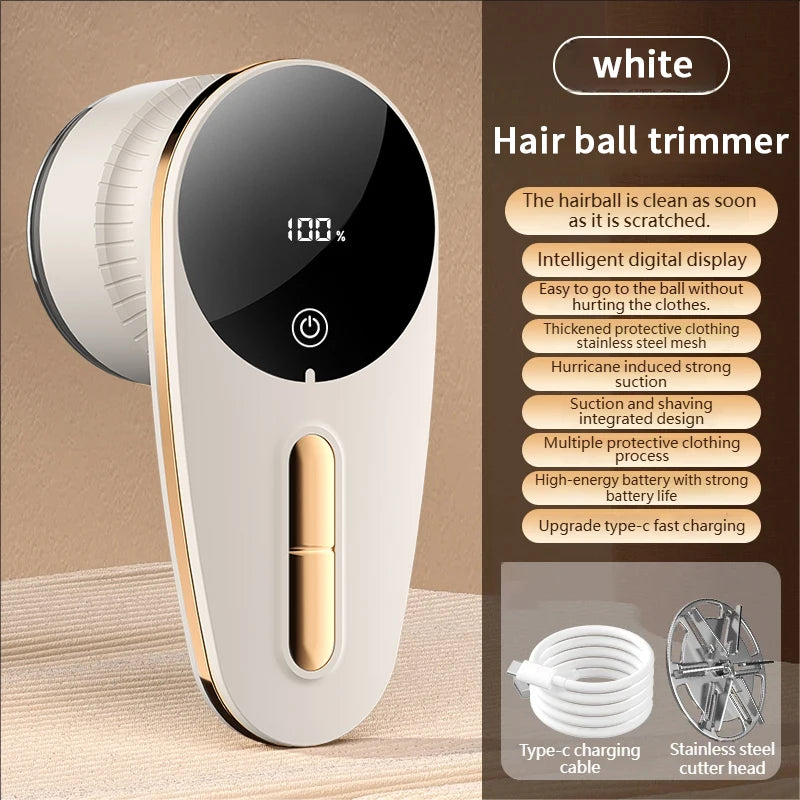 Lint Remover For Clothes USB Rechargeable Electric Hair Ball Trimmer Fuzz Shaver Sweater Lint Removal Device Peaceful Pleasures Health and Wellness White
