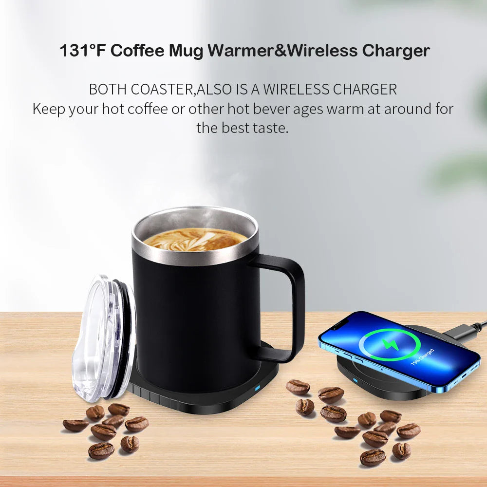 2-in-1 Coffee Mug Warmer & Wireless Charger | 55°C | 10.5oz Cup