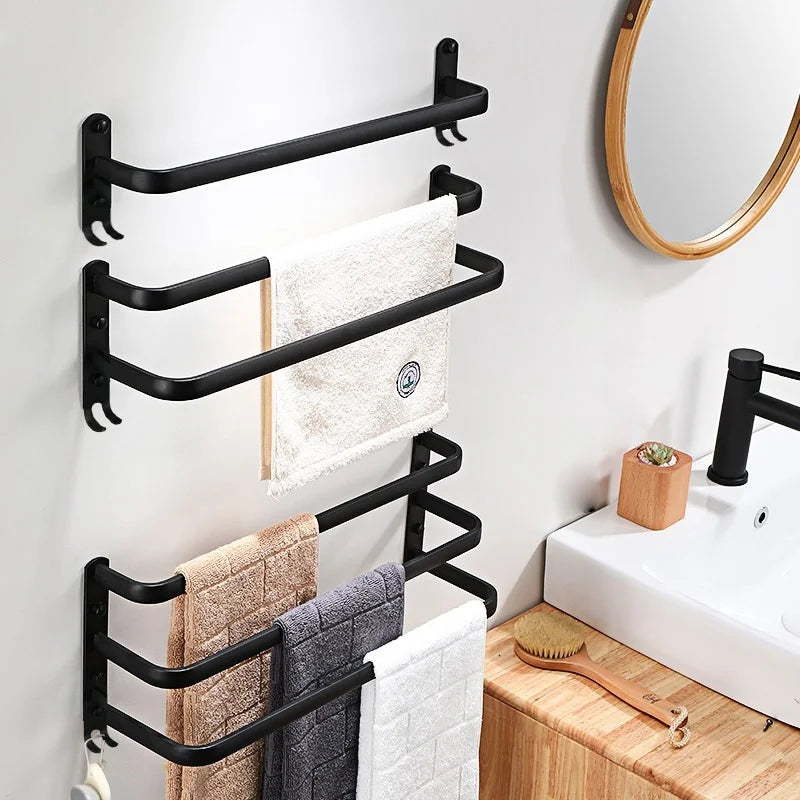 Wall-Mounted Aluminum Towel Rack | 1, 2 & 3 Bar Options