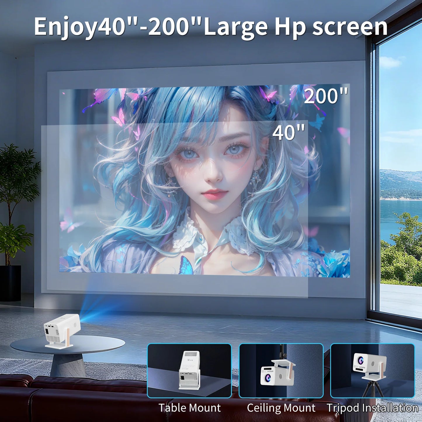 Xnano Projector 4K Android 13 Dual WiFi5 300ANSI Amlogic T950S BT5.2 1920*1080P Home Theater Cinema Mini Portable Projectors Peaceful Pleasures Health and Wellness