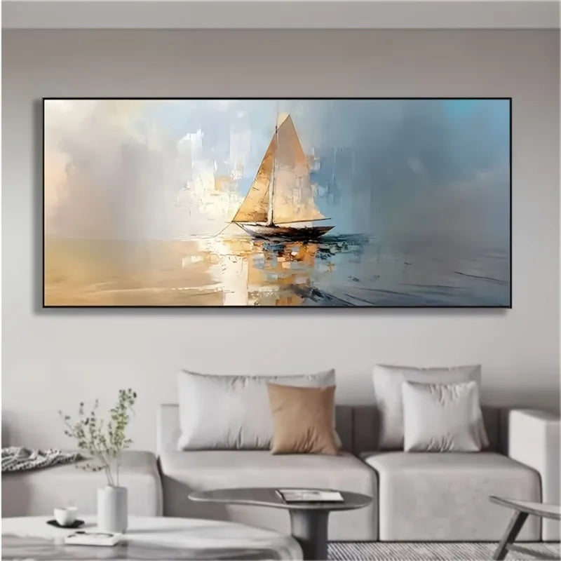 Nautical Sailboat Canvas Wall Art | Vibrant Frameless Painting Canvas Wall Art Peaceful Pleasures Health and Wellness