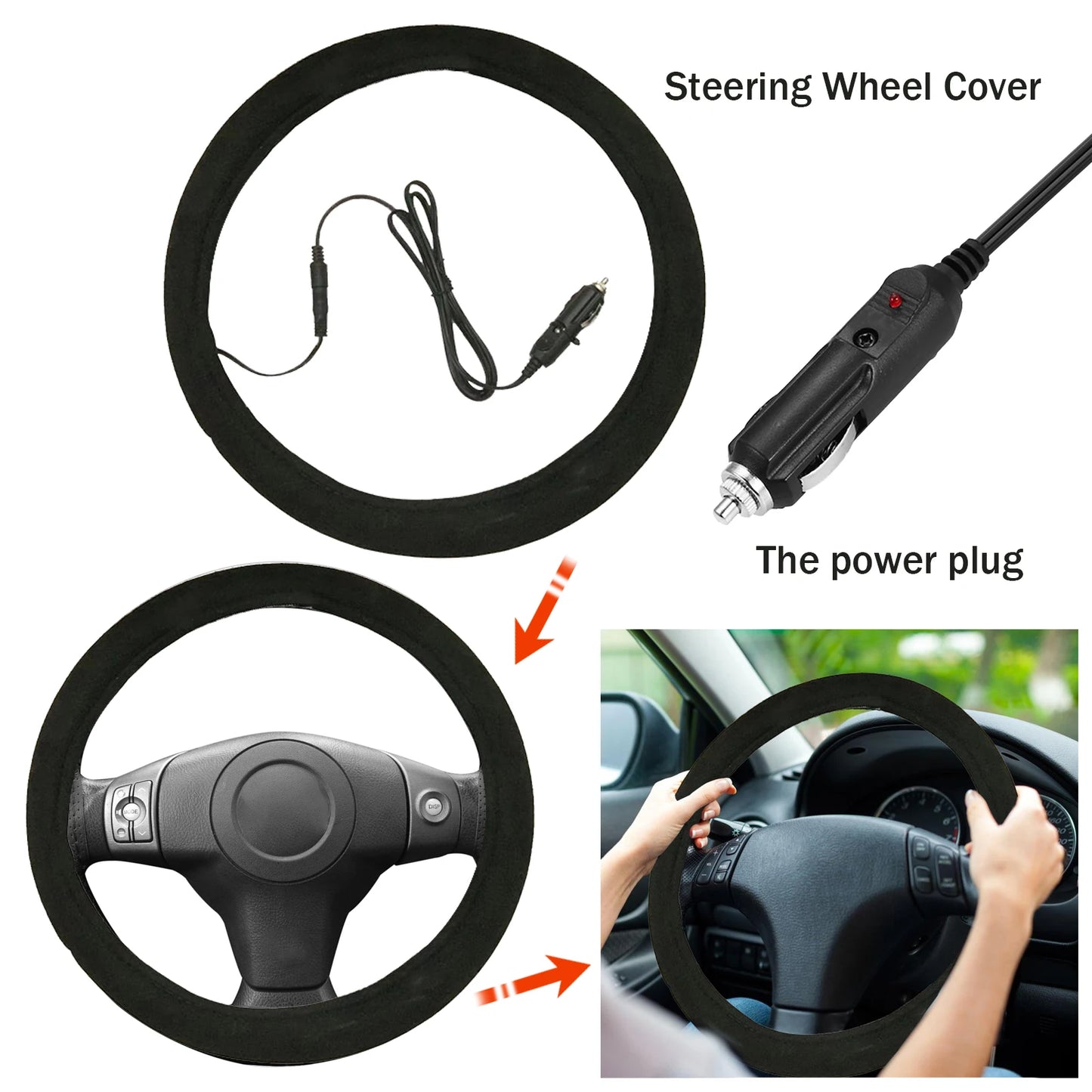 Rayhong Heated Steering Wheel Cover | Non-Slip Universal Fit