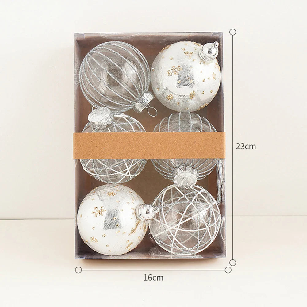 80mm Plastic Christmas Ball Ornaments Set – 6 or 9 Xmas Baubles