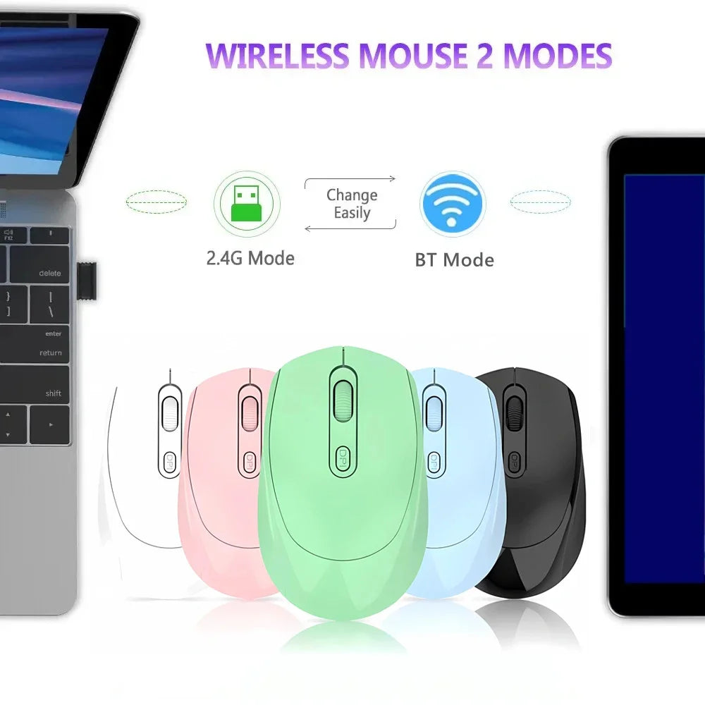 Wireless Mouse Rechargeable Gamer Mouse Dual Modes Bluetooth-compatible 2.4G USB Mute Mice For Laptop Pad Tablet Macbook Mause Peaceful Pleasures Health and Wellness