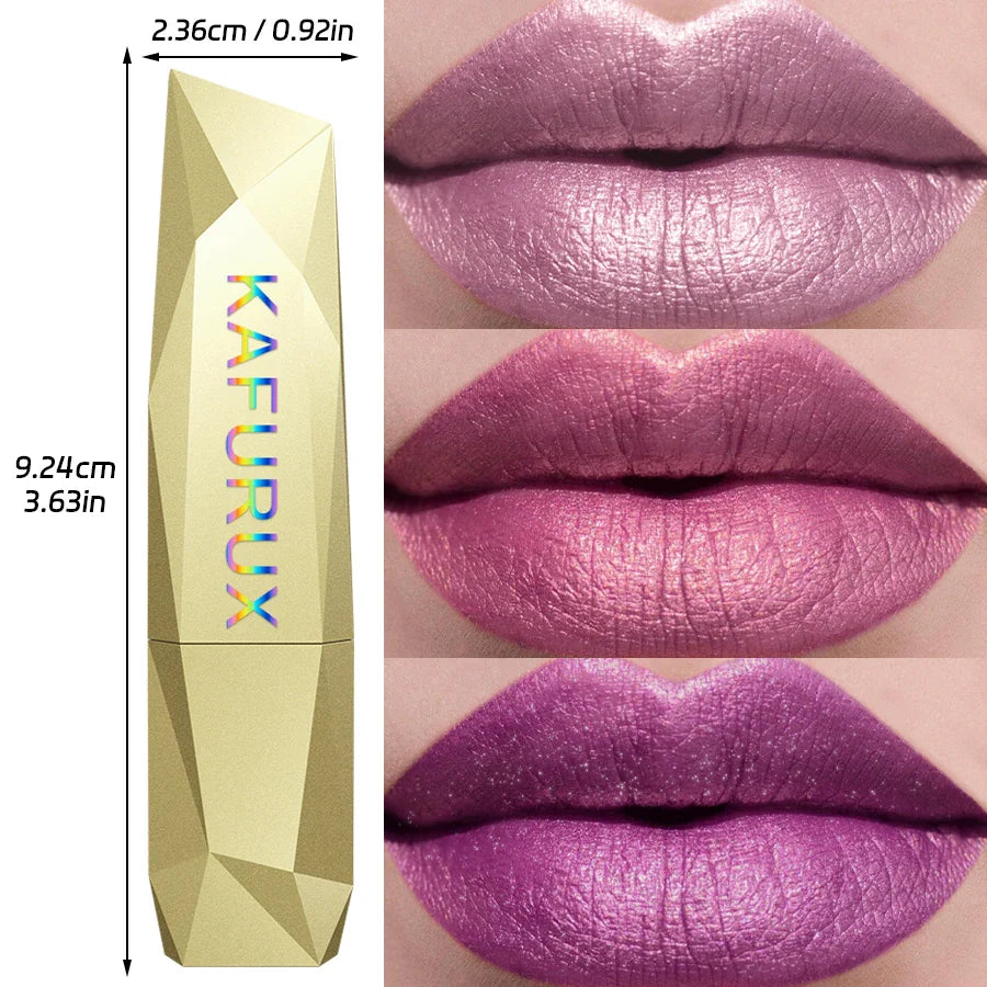 KAFURUX 21-Color Glitter Metallic Lipstick | Pearlescent Lip Tint