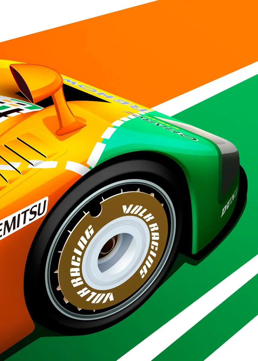 Cartoon Racing Car Canvas Wall Art | Boys Motorsport Poster