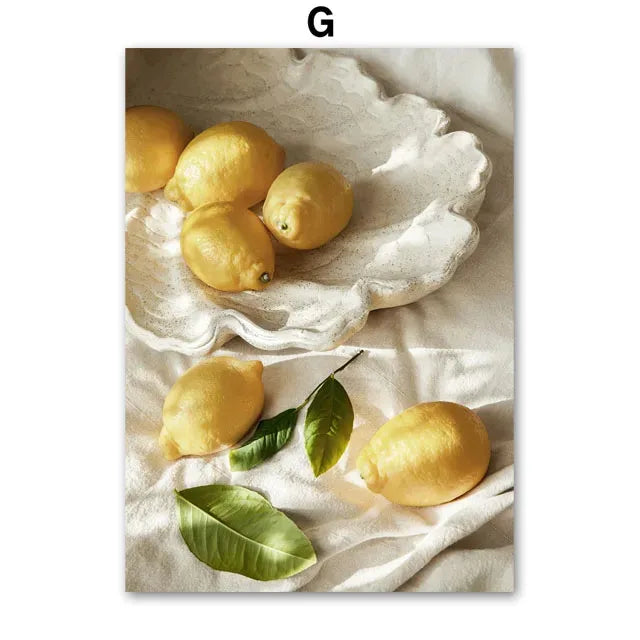 Nordic Olive Tree Canvas Wall Art | Lemon Botanical Print