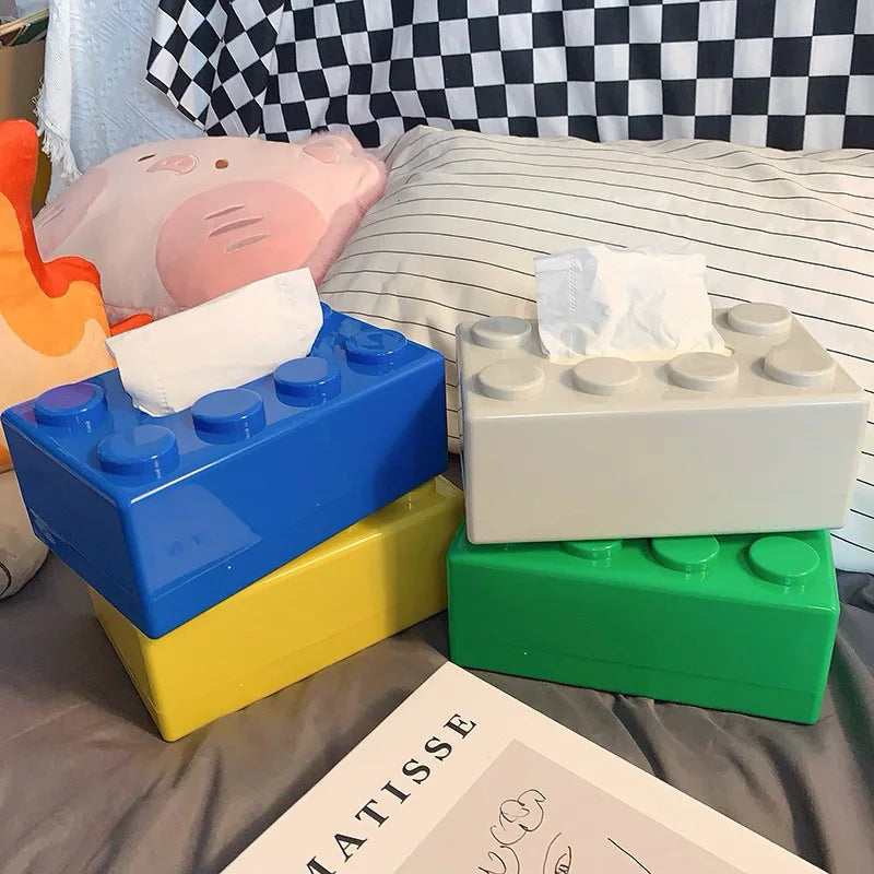 Cartoon Building Block Tissue Box | Fun Plastic Napkin Holder