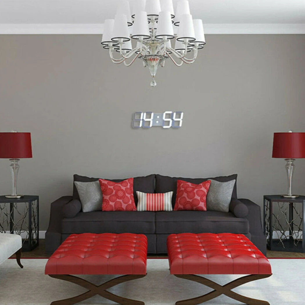 Home Wall Clocks 3D Modern Digital LED Wall Clock 24/12 Hour Display Timer Alarm Home USB Alarm Clocks Decoration For Bedroom Peaceful Pleasures Health and Wellness