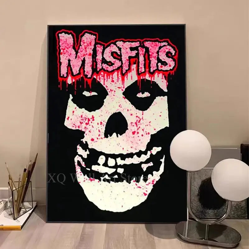 Misfits Hot Poster Horror Punk Rock Music Canvas Painting Wall Art Picture Retro Posters Prints for Bedroom Bar Club Home Decor Peaceful Pleasures Health and Wellness