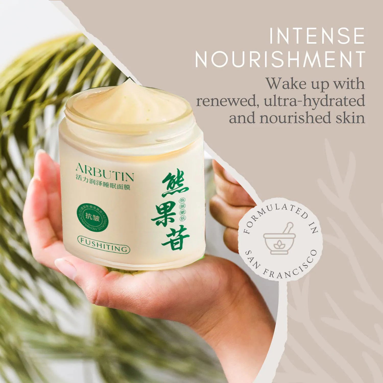 Arbutin Sleep Facial Mask Antioxidant Brightening Skin Tone Overnight Mask Soothe Stressed Skin Barrier-Boosting Dryness Redness Peaceful Pleasures Health and Wellness