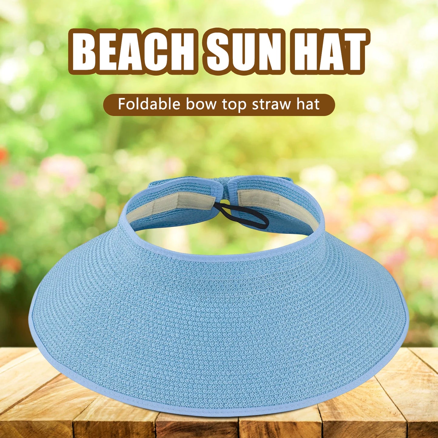 Women's Foldable Wide Brim Straw Sun Hat – UV Protection