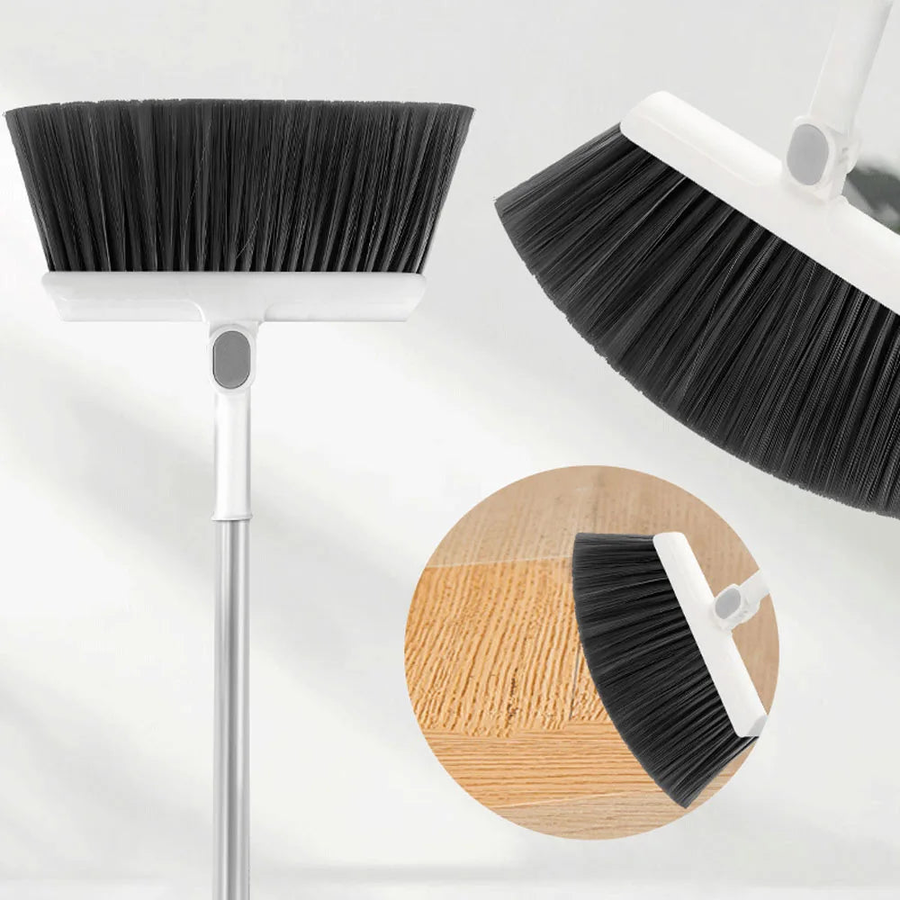 Upright Broom & Dustpan Set | Long Handle, 180° Rotation