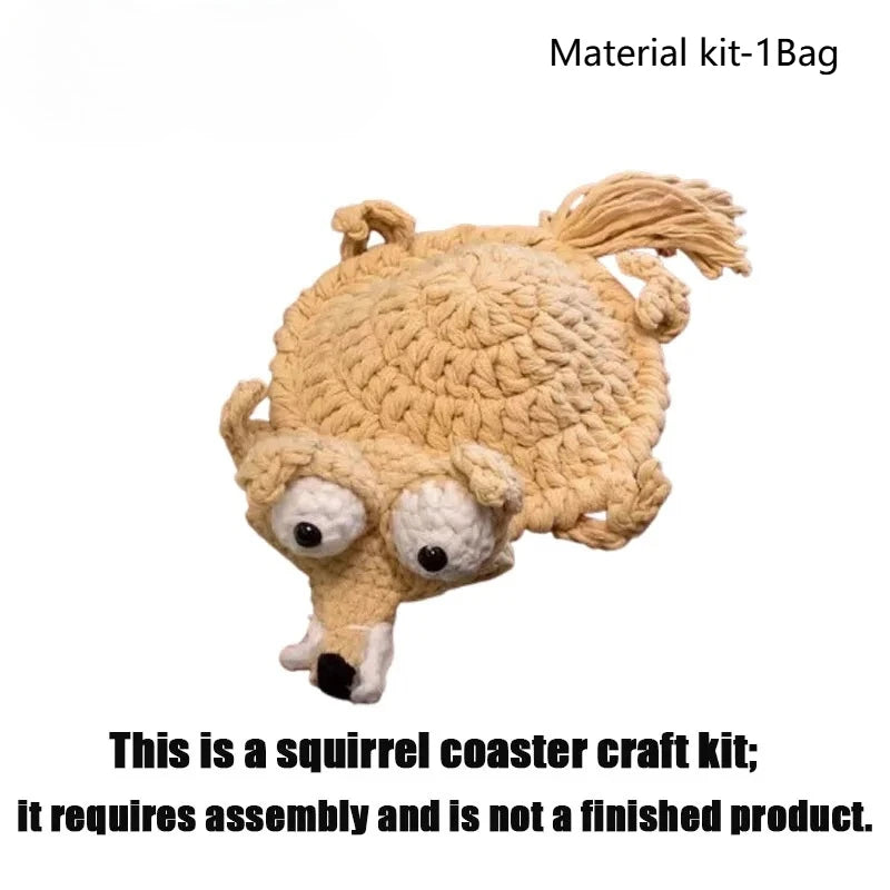 Handmade Crochet Squirrel Coaster | Heat-Resistant Non-Slip Cup Mat