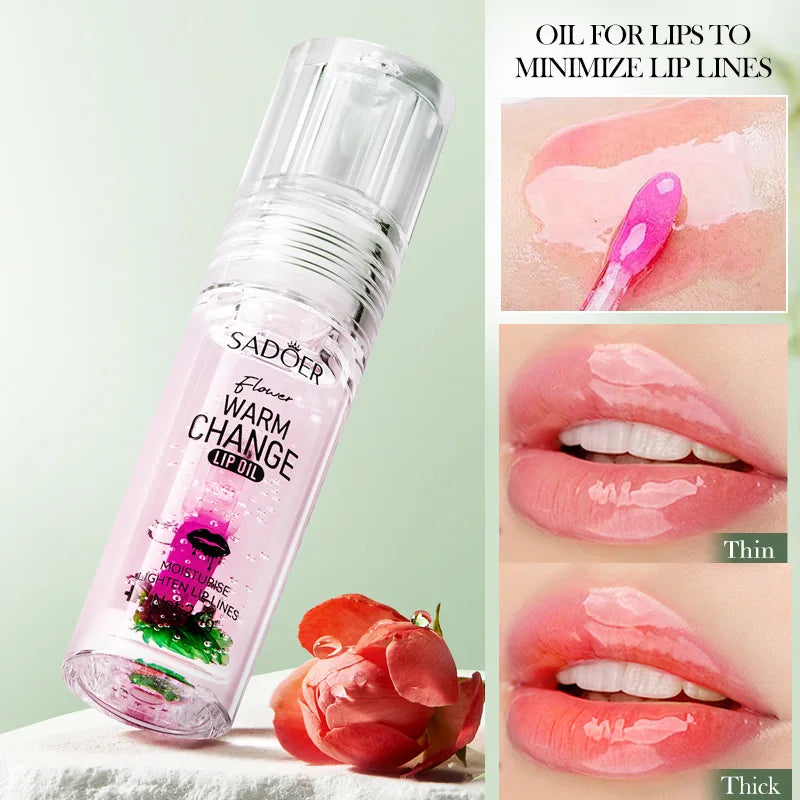 SADOER Color Changing Lip Oil – Hydrating Plumping Lip Balm