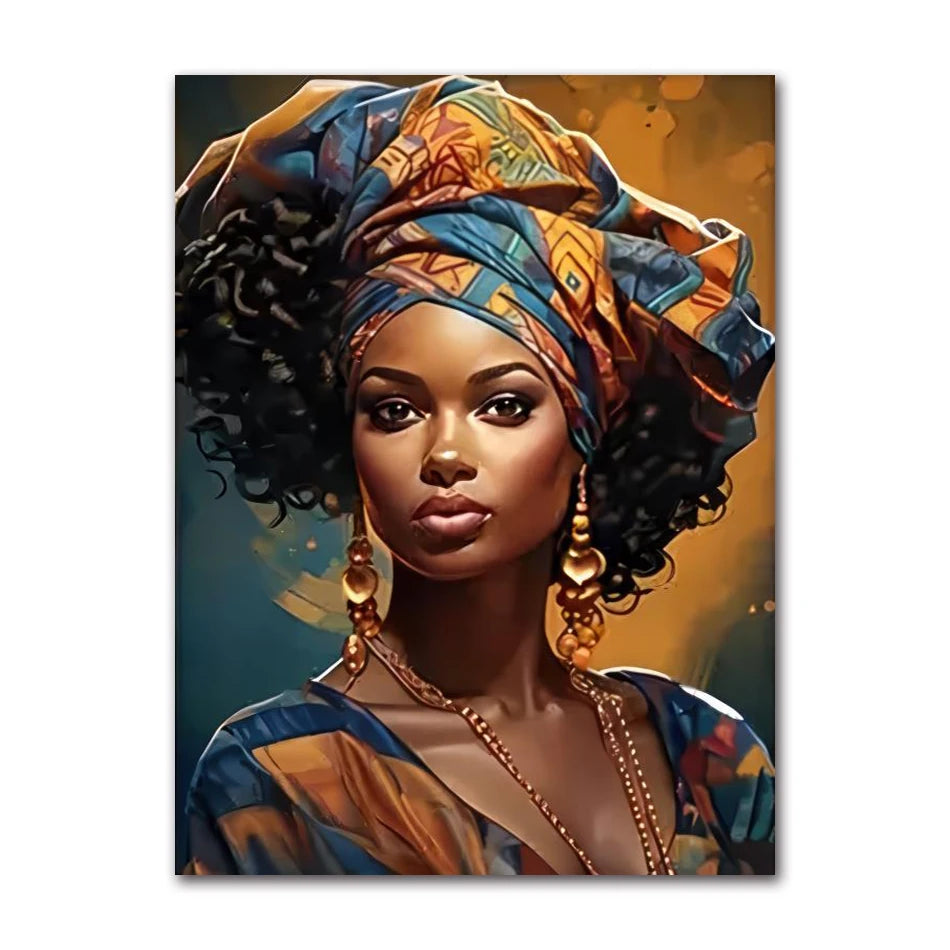 African Beauty Girl Canvas Wall Art | Modern Scandinavian Poster