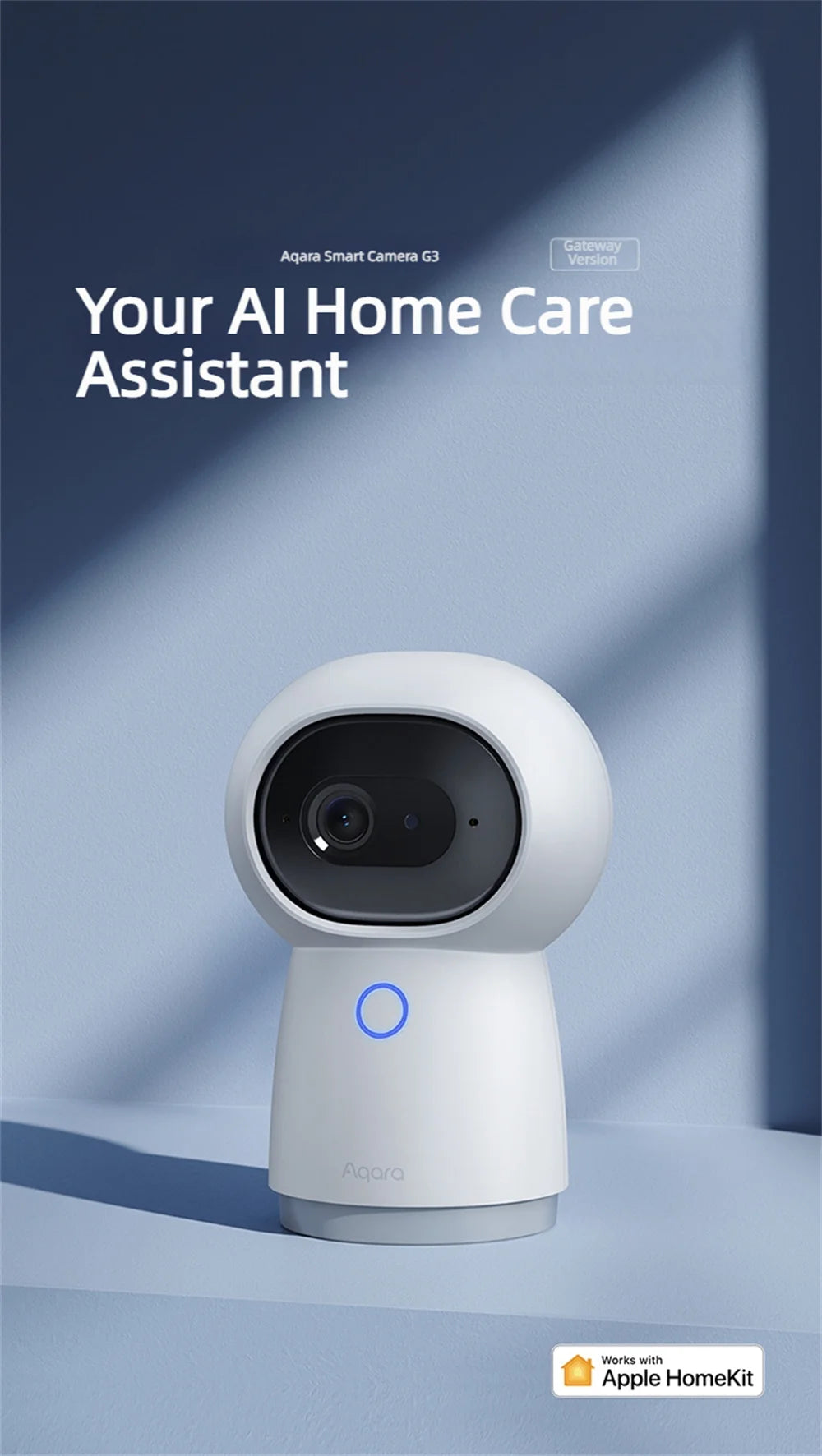 Aqara G3 Smart Camera Hub Gateway Edition WIFI 2.4/5GHz AI-Powered Recognition 2K HD 360-Degree For Homekit APP Peaceful Pleasures Health and Wellness G3 Camera USB Type-C