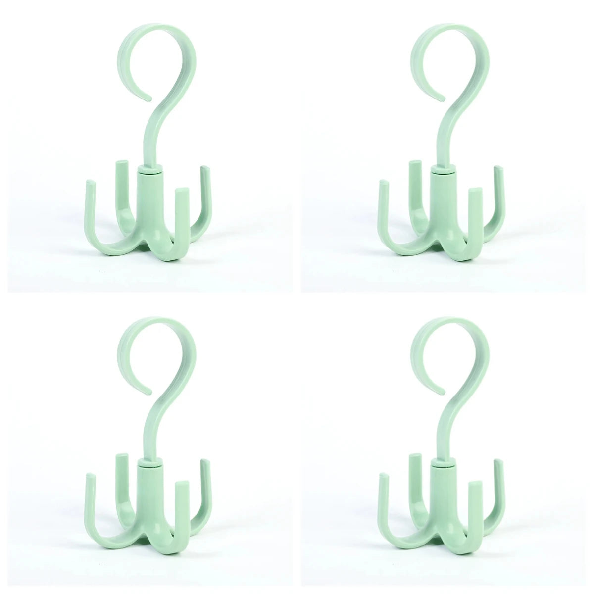 Large Creative Multifunctional Rotatable Four Claw Hooks Coat Hanging Bags Scarf Wardrobe Storage Hangers Doorway Hangers Bags Peaceful Pleasures Health and Wellness 4 pcs green