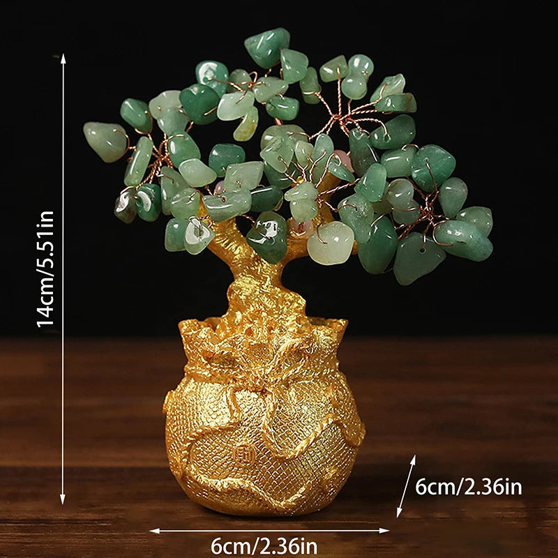 Yellow Crystal Money Tree Feng Shui Wealth Bonsai Ornament