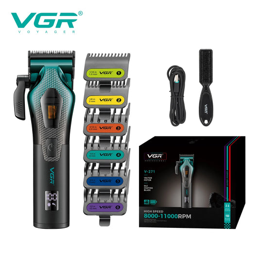 VGR high-end customized electric hair clipper gradient metal shell electric push shear intelligent control hair trimmer V-271 Peaceful Pleasures Health and Wellness USB