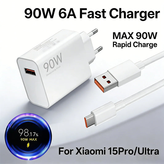 90W USB Turbo Charger & 6A USB-C Cable for Xiaomi Redmi USB Wall Charger Peaceful Pleasures Health and Wellness
