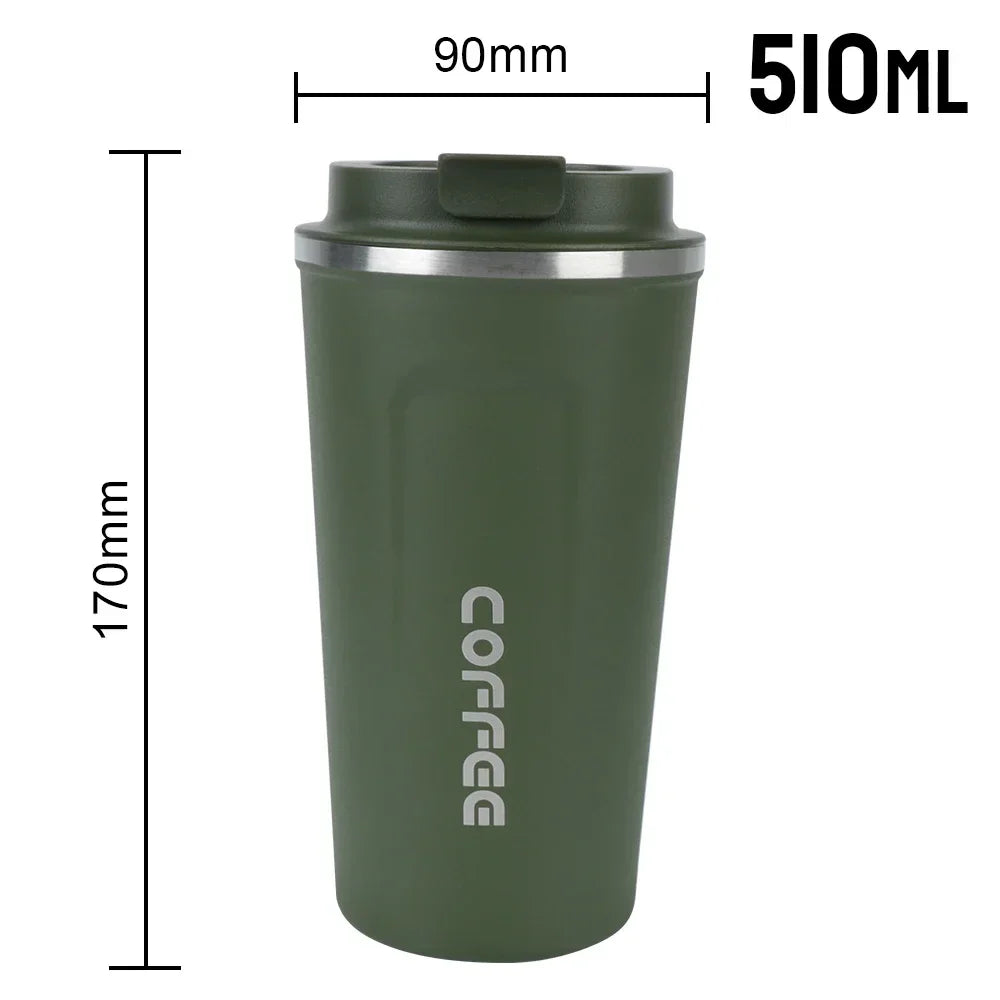 Hot 380/510ML Thermo Cafe Leak_Proof Travel Thermo Cup Double Stainless Steel for Tea Water Coffee Coffee Mug Car Thermos Mug Peaceful Pleasures Health and Wellness 510ML Green as picture show