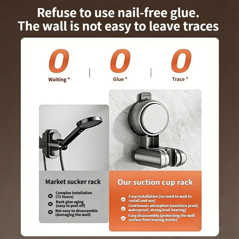 No-Drill Suction Cup Shower Head Holder – Adjustable Bracket