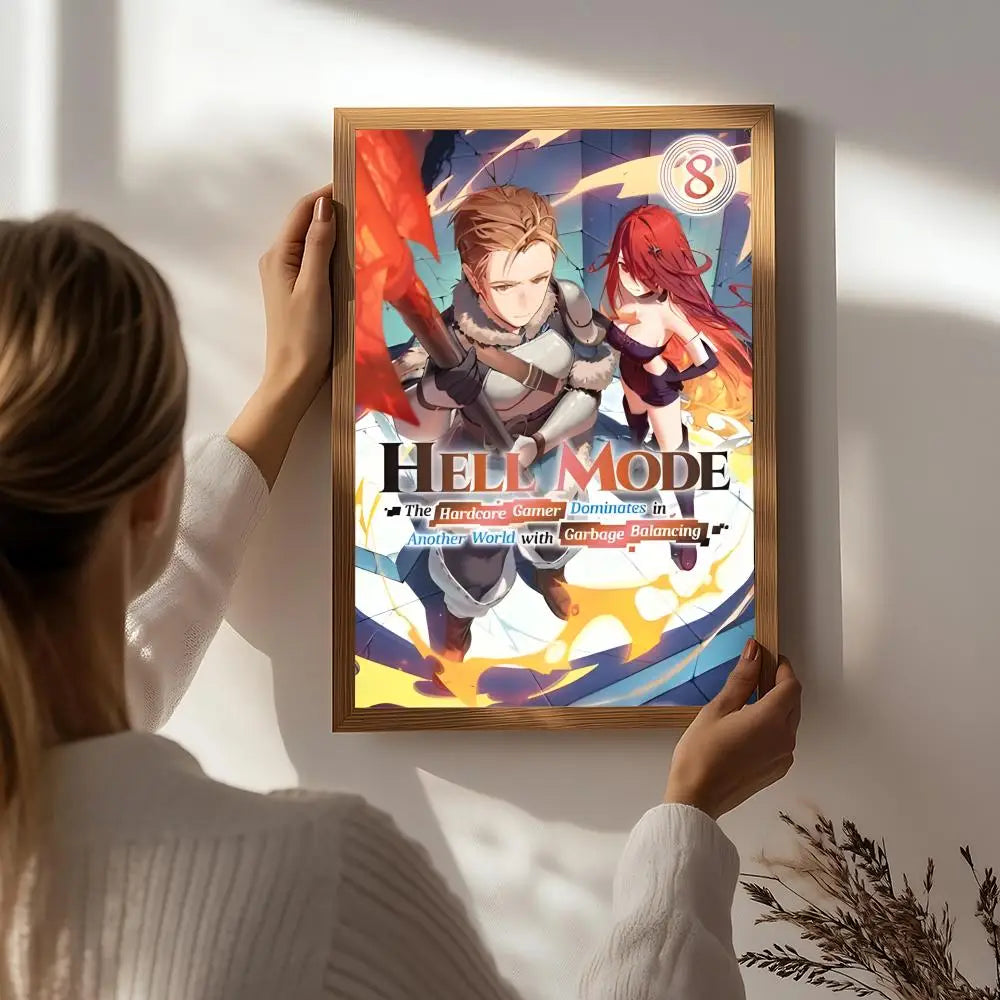 Novel H-Hell Mode Poster HD Self Adhesive Waterproof Wall Art Ideal for Home Office Dorm Bedroom Great Gift Peaceful Pleasures Health and Wellness White6 21X30cmNoframe