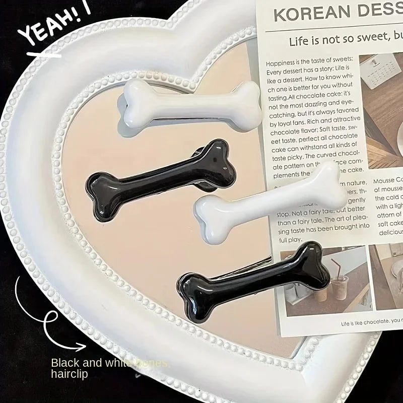 2 PCs Cute Solid Color Bone Shape Barrettes Cute Hair Clips Stylish Barrettes Suitable for Daily Use Barrettes Peaceful Pleasures Health and Wellness
