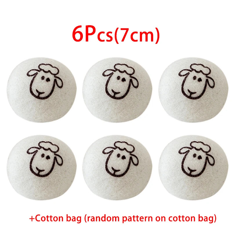 2/6Pcs XL size Reusable Wool Dryer Balls Clothes Softener Laundry Fleece Dryer Ball Kit Home Clothes Dryer Washing Machine Peaceful Pleasures Health and Wellness 6PCS Lamb pattern