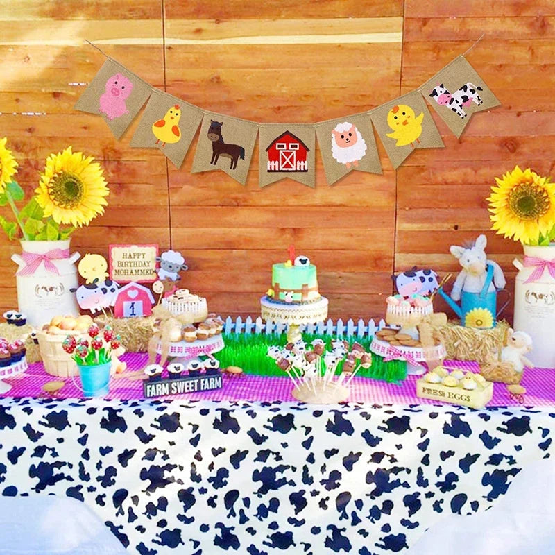 Rustic Farm Animal Burlap Banner – Birthday & Baby Shower