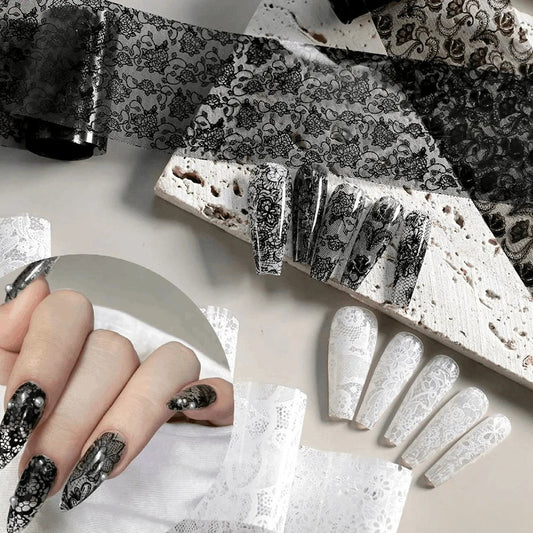 Lace Nail Foil Transfer Wraps – 10 Rolls DIY Nail Art Nail Art Foil Oasis Select