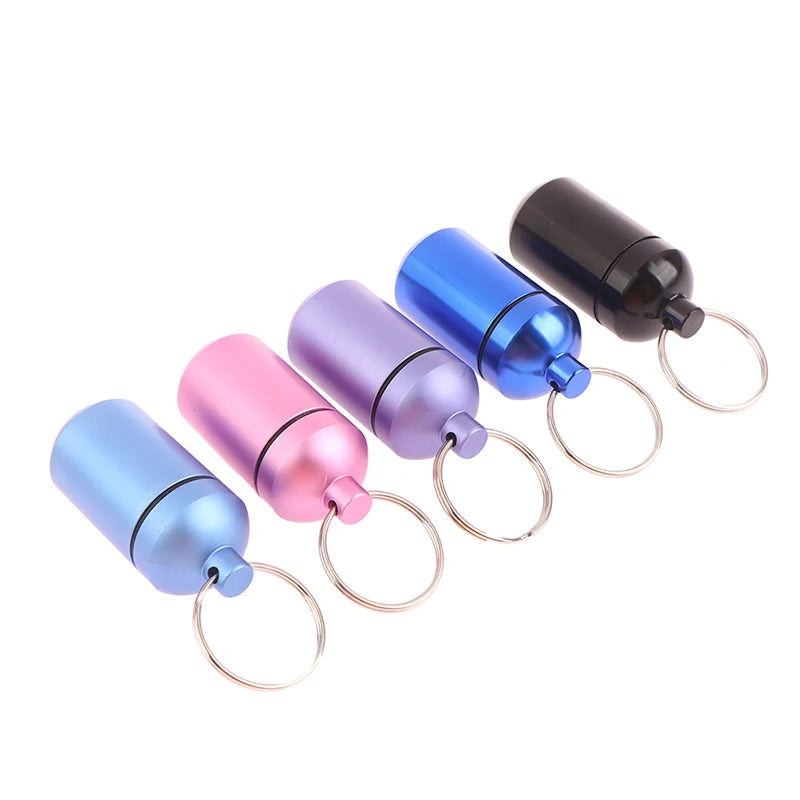5 Colors Mini Aluminum Medicine Bottle Waterproof Outdoor Medicine Bottle With Keychain Storage First-Aid Medicine Bottle Sealed Peaceful Pleasures Health and Wellness