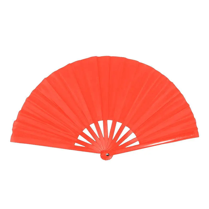 Chinese Style Solid Folding Fan Cloth Blank Plastic Handheld Fan Antiquity Taichi Dance Performance Morning Exercise Accessories Peaceful Pleasures Health and Wellness Red
