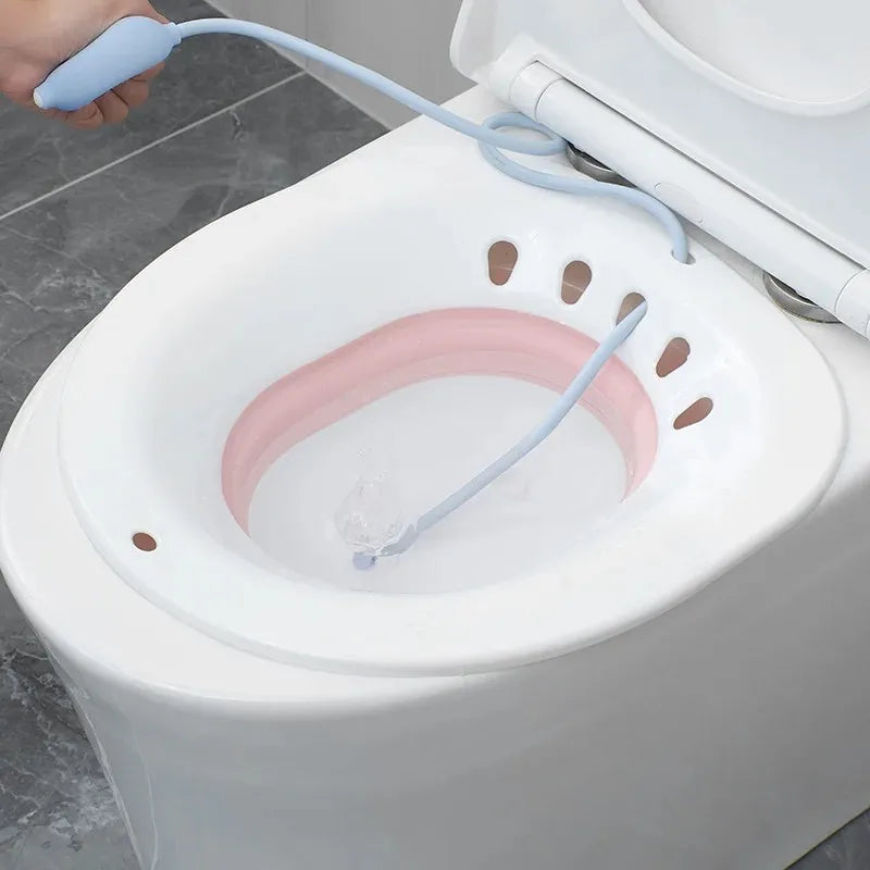 Sitz Bath for Hemorrhoids, Sitz Bath for Toilet Seat, Postpartum Care, Sits Bath Kit for Women, Collapsible, Flusher Hose Peaceful Pleasures Health and Wellness