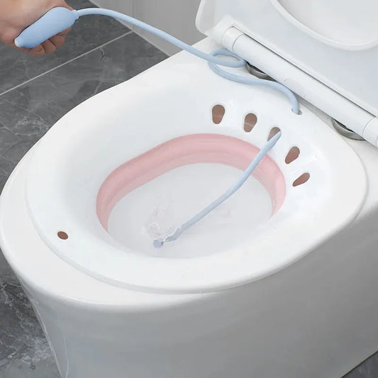 Sitz Bath for Hemorrhoids, Sitz Bath for Toilet Seat, Postpartum Care, Sits Bath Kit for Women, Collapsible, Flusher Hose Peaceful Pleasures Health and Wellness