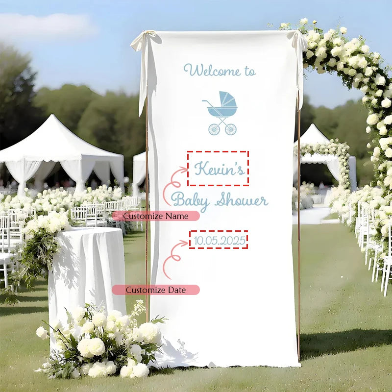 Personalized Baby Shower Welcome Sign | Custom Fabric Banner