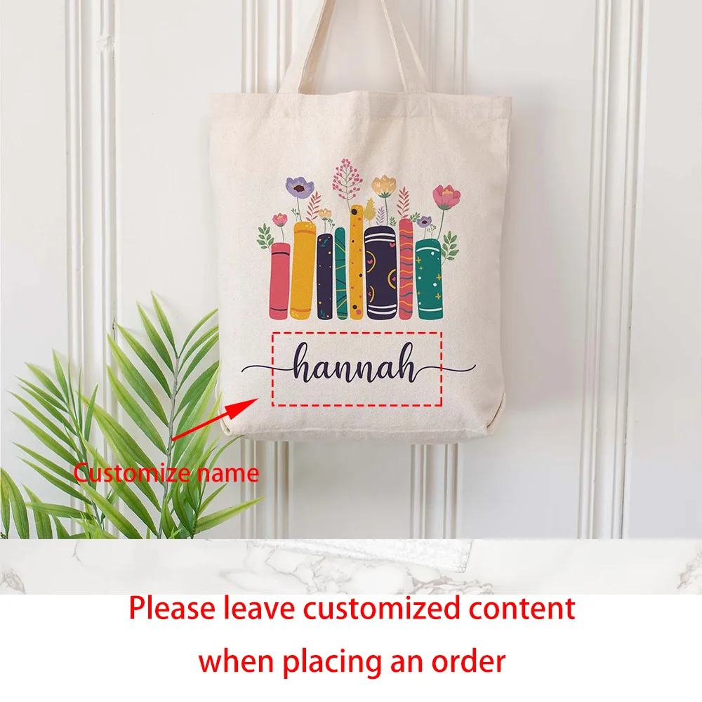 Custom Library Canvas Tote Bag | Personalized Book Bag Gift