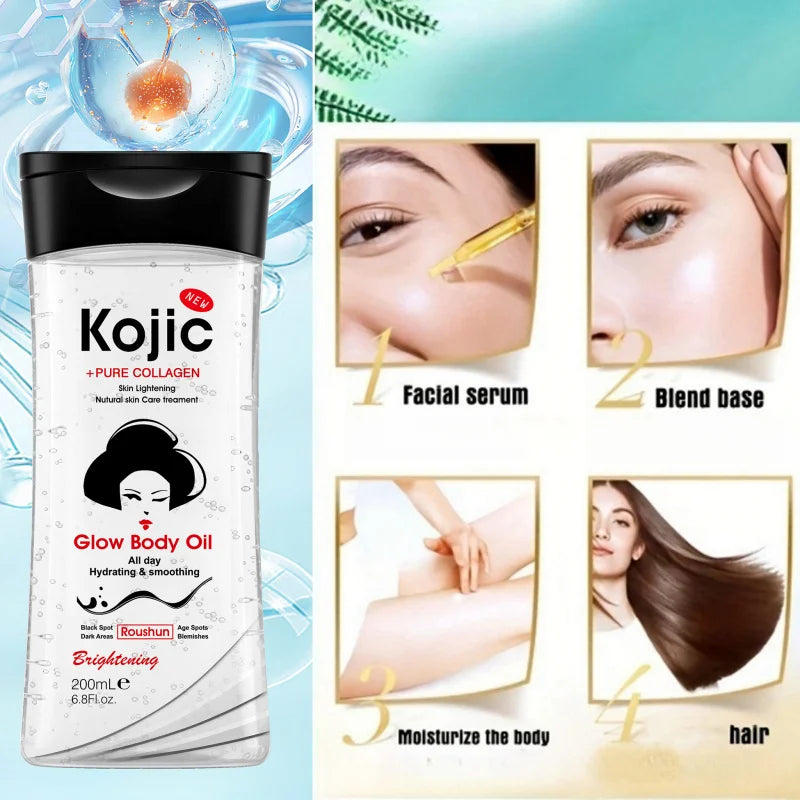 200ml Kojic Acid Body Oil Body Essential Oil Skin Care Oil Moisturizing and Hydrating Care Suitable for All Seasons Peaceful Pleasures Health and Wellness