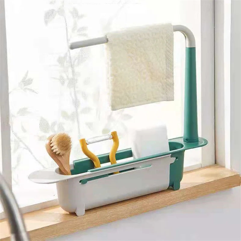 Expandable Sink Caddy Drain Basket | Sponge & Soap Organizer