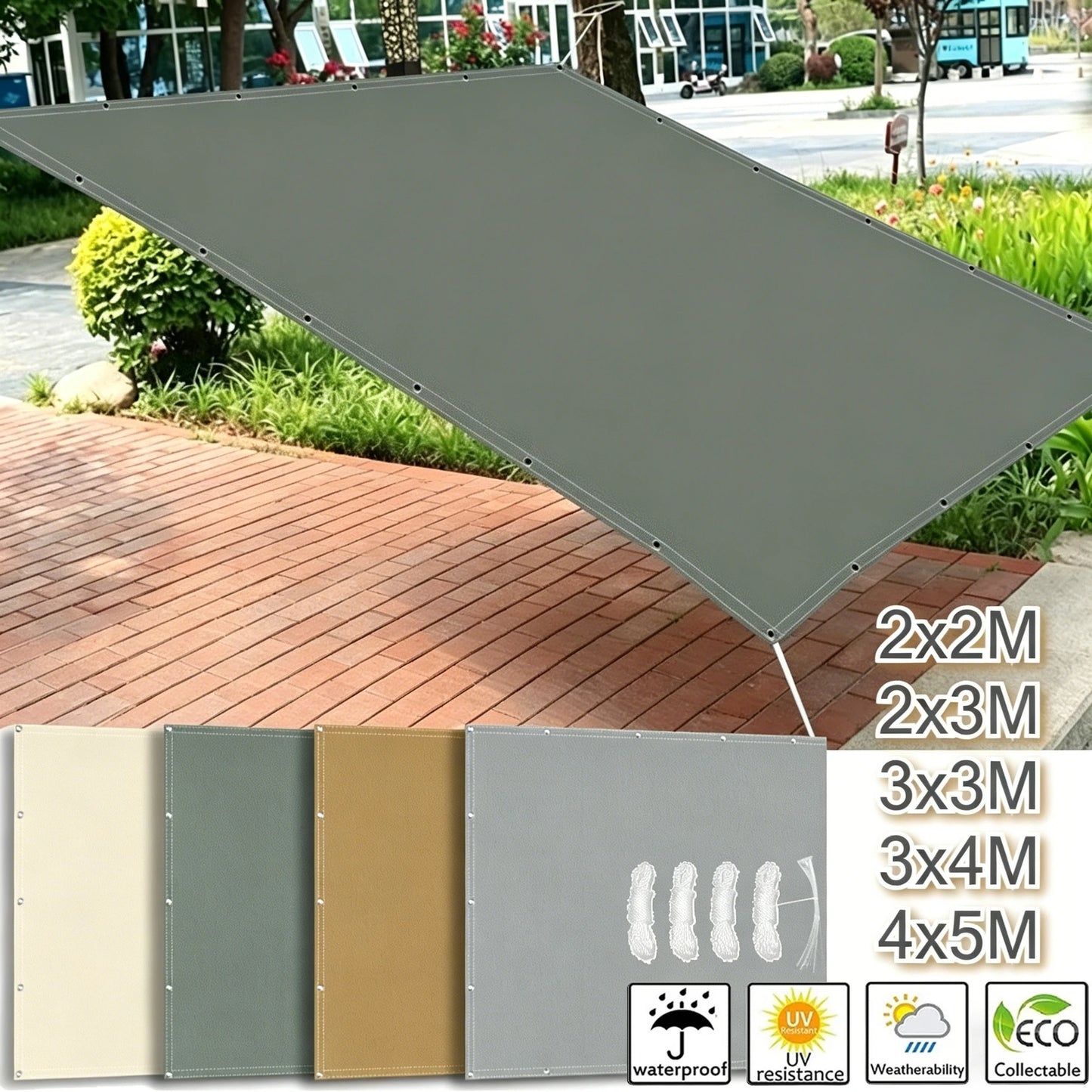 Waterproof Sun Shade Sail Awning with Grommets | UV Tarp