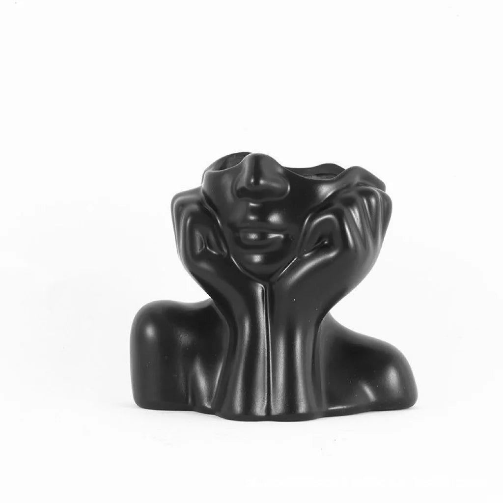 2026 Resin Vase Gold White Black Human Body Shaping Art Flower Planter Personalized And Creative Decoration Handicrafts Ornament Peaceful Pleasures Health and Wellness black