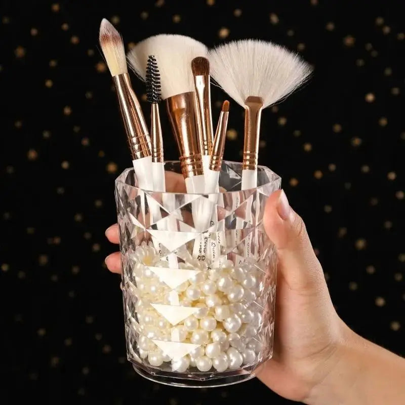 Home Cosmetic Storage Dustproof Makeup Brush Storage Bucket Cosmetic Brush Holder Cup Transparent Pen Holder For Dressing Table Peaceful Pleasures Health and Wellness