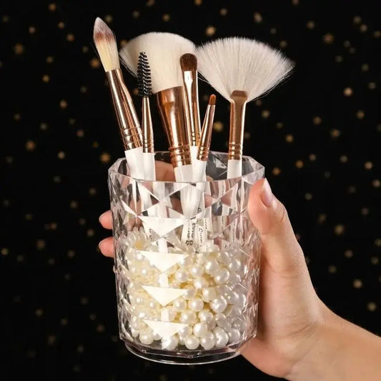 Home Cosmetic Storage Dustproof Makeup Brush Storage Bucket Cosmetic Brush Holder Cup Transparent Pen Holder For Dressing Table Peaceful Pleasures Health and Wellness