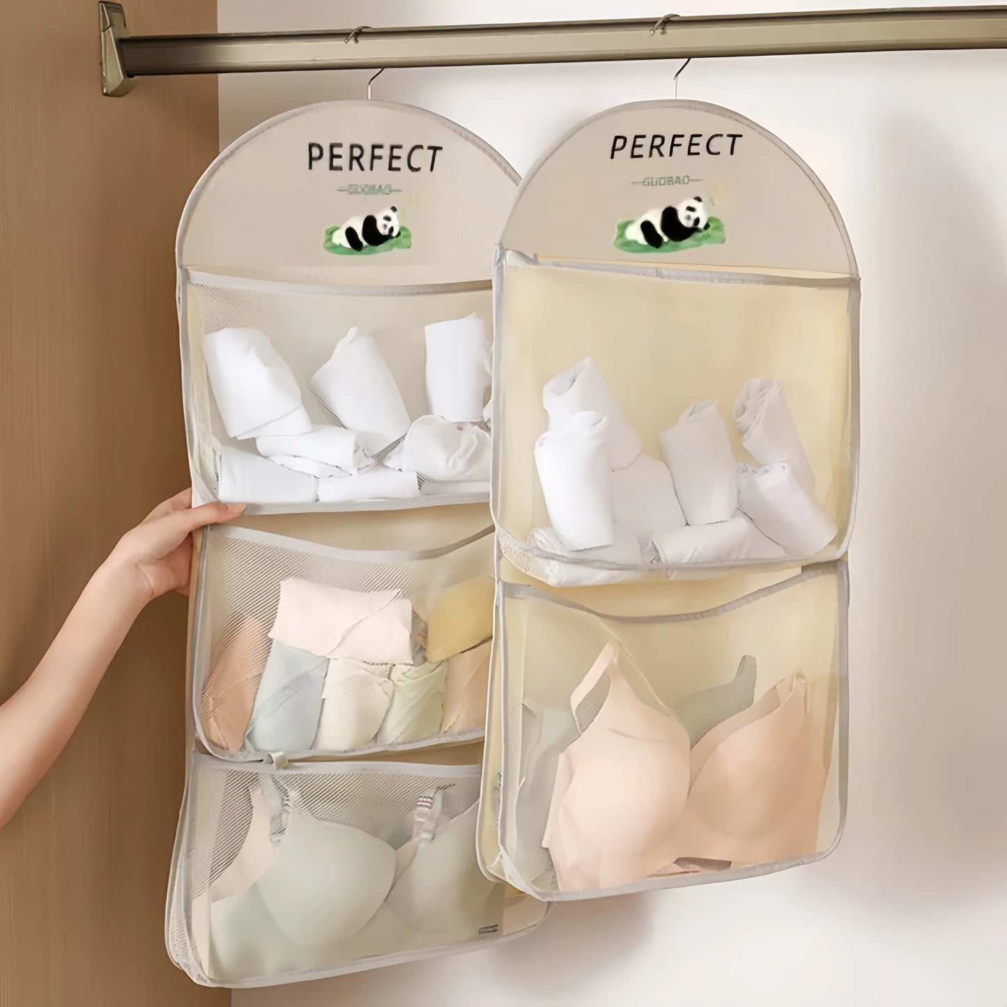 Nylon Mesh Hanging Storage Bag – Wall-Mounted Closet Organizer
