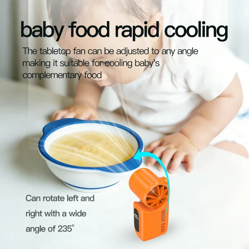 High-Speed Handheld Fan Q88 Multifunctional Waist Clip Desktop Fan 2400 mAh Large-Capacity Mini Digital Display Fan Peaceful Pleasures Health and Wellness