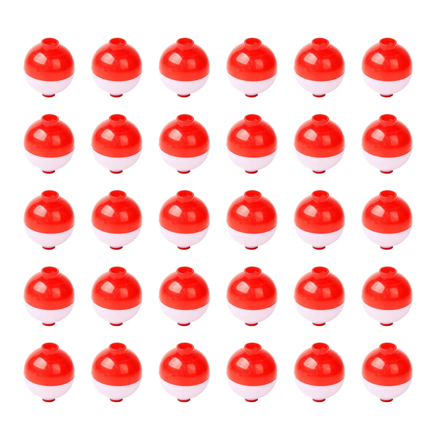 30pcs Fishing Bobbers 1.25 Inch Snap on Float Red and White Bobbers Push Button Round Buoy Floats Fishing Tackle Peaceful Pleasures Health and Wellness 1.25in