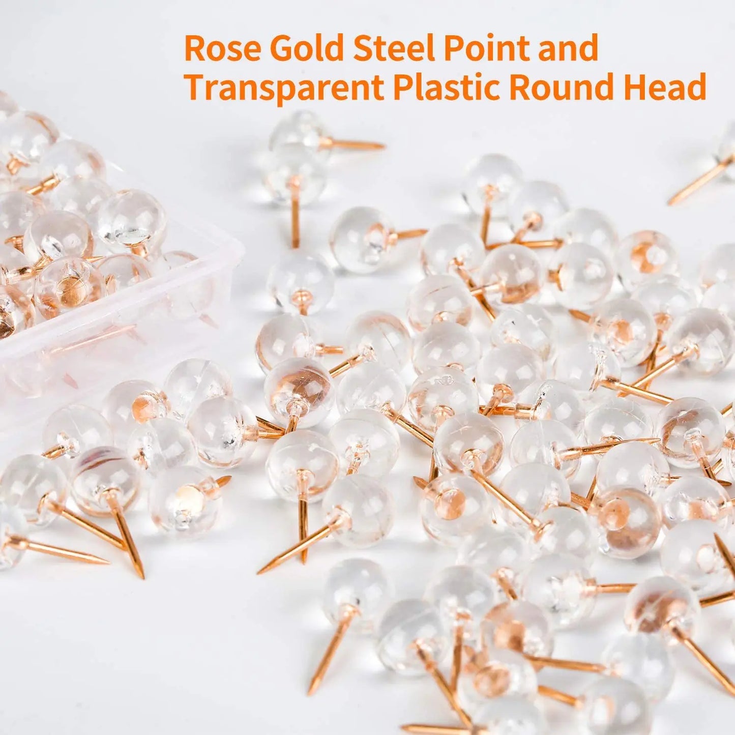 Bview Art Transparent Rose Gold Push Pins Decorative Ball Head