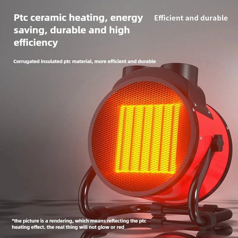 Portable 2000W Fast Heating Space Heater Adjustable Thermostat 2 Settings Fan Mode Overheat Tip-Over Protection Energy Saving Peaceful Pleasures Health and Wellness