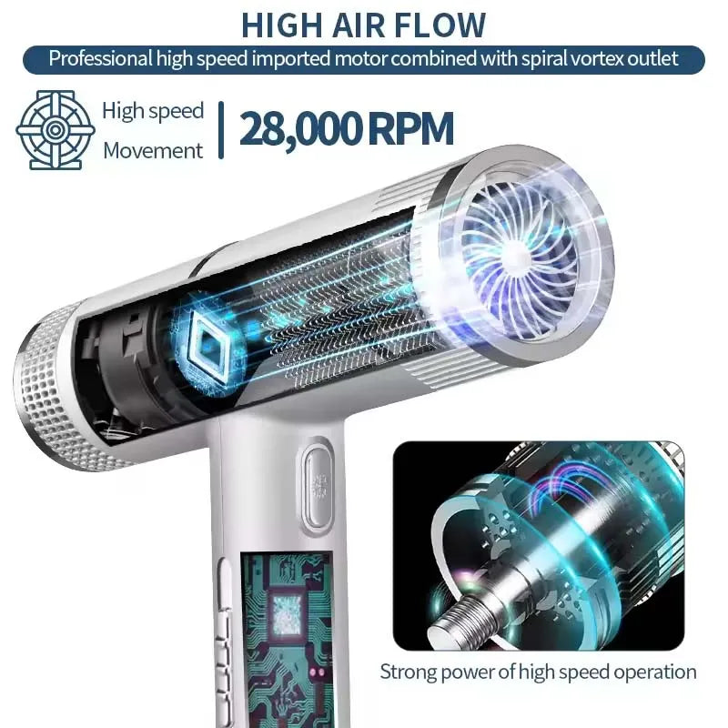 Homeuse Professional Hair Dryer Hot Selling New Design Leafless Lightweight Silent Blow Dryer High-Speed Motor Concentrator Peaceful Pleasures Health and Wellness